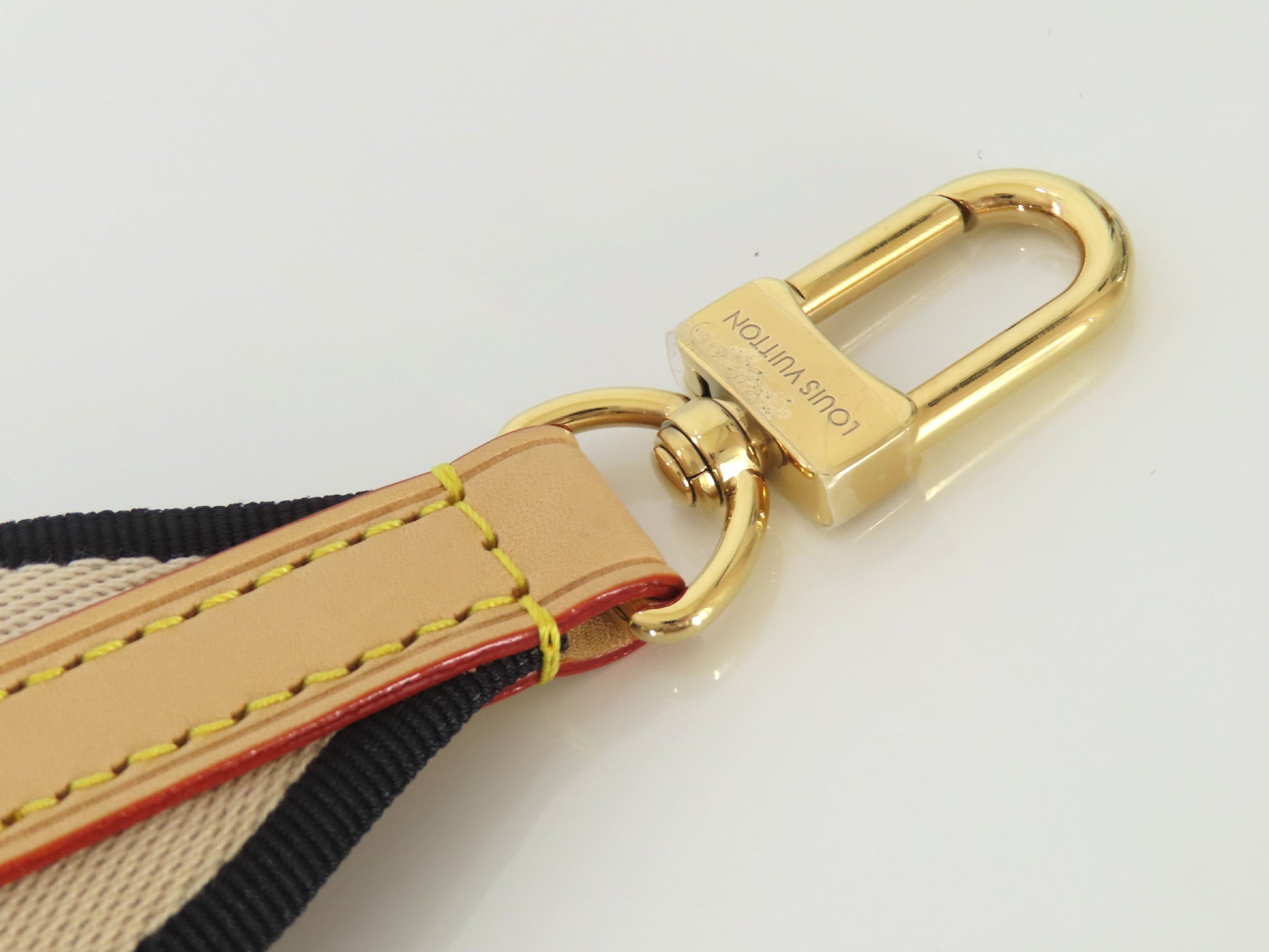 LOUIS VUITTON Signature Strap, Beige/Black/Pink, Signature Canvas, Gold Hardware, 95*4.5*.05cm Strap