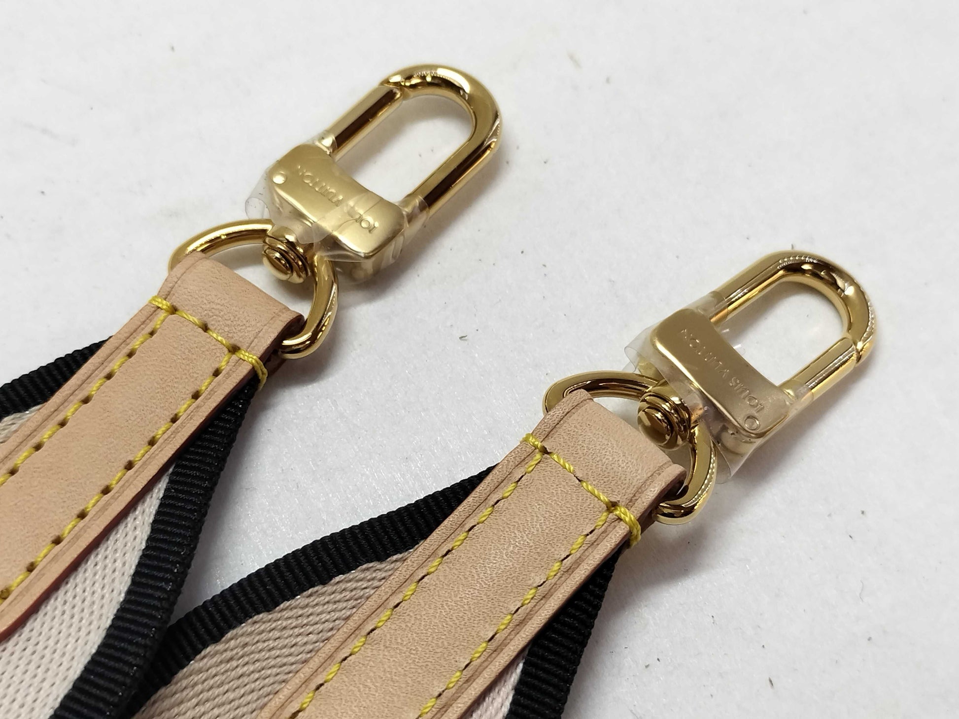 LOUIS VUITTON Signature Strap, Beige/Black/Pink, Signature Canvas, Gold Hardware, 95*4.5*.05cm Strap