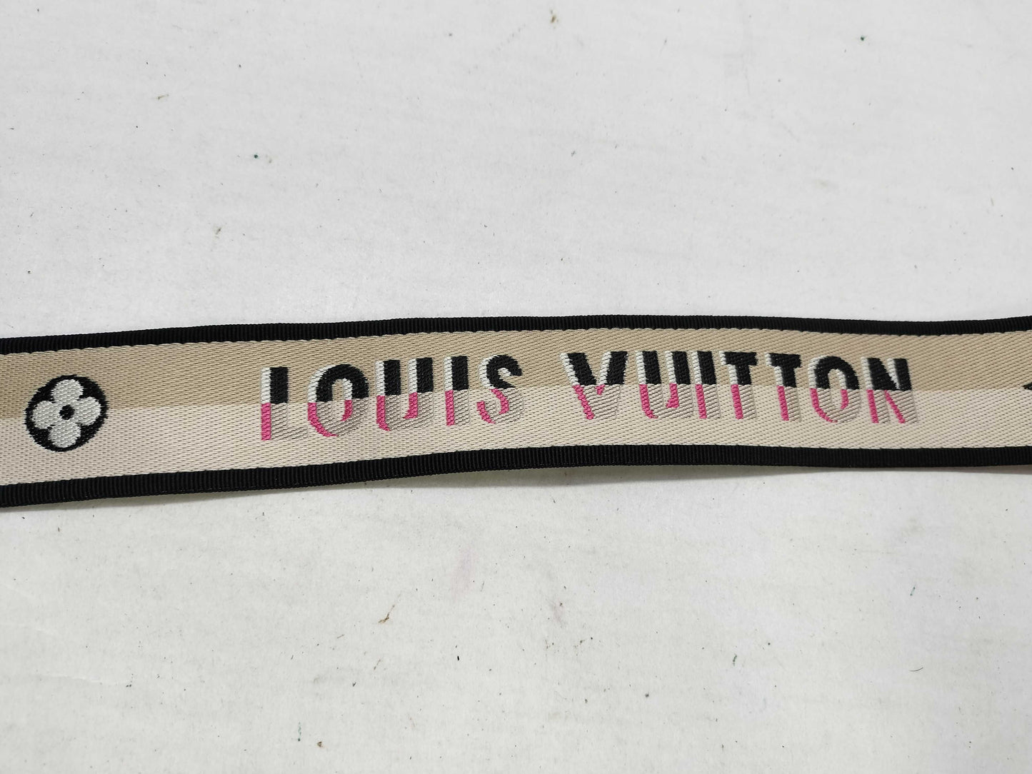 LOUIS VUITTON Signature Strap, Beige/Black/Pink, Signature Canvas, Gold Hardware, 95*4.5*.05cm Strap