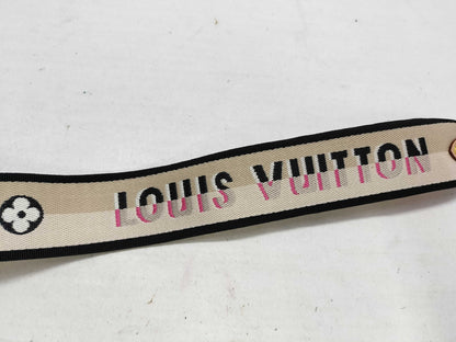 LOUIS VUITTON Signature Strap, Beige/Black/Pink, Signature Canvas, Gold Hardware, 95*4.5*.05cm Strap