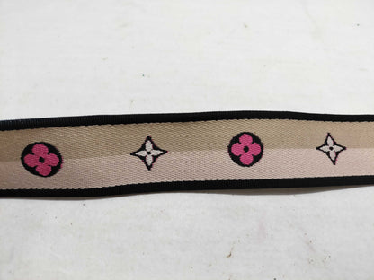 LOUIS VUITTON Signature Strap, Beige/Black/Pink, Signature Canvas, Gold Hardware, 95*4.5*.05cm Strap