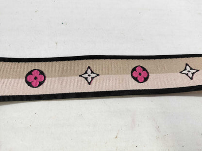 LOUIS VUITTON Signature Strap, Beige/Black/Pink, Signature Canvas, Gold Hardware, 95*4.5*.05cm Strap
