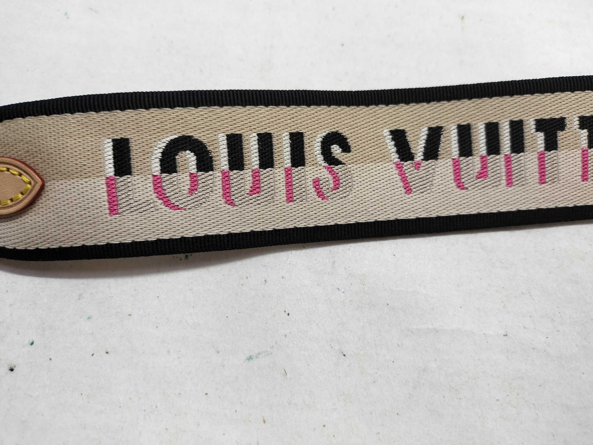 LOUIS VUITTON Signature Strap, Beige/Black/Pink, Signature Canvas, Gold Hardware, 95*4.5*.05cm Strap