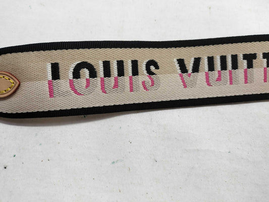 LOUIS VUITTON Signature Strap, Beige/Black/Pink, Signature Canvas, Gold Hardware, 95*4.5*.05cm Strap