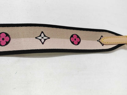 LOUIS VUITTON Signature Strap, Beige/Black/Pink, Signature Canvas, Gold Hardware, 95*4.5*.05cm Strap