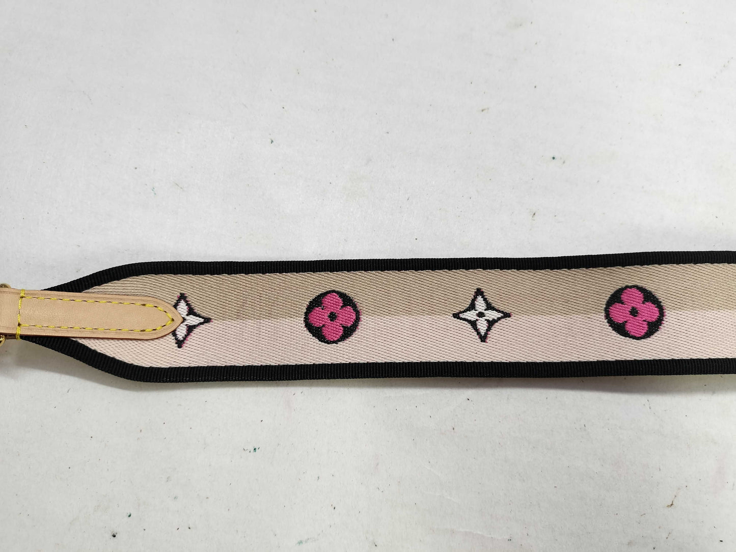 LOUIS VUITTON Signature Strap, Beige/Black/Pink, Signature Canvas, Gold Hardware, 95*4.5*.05cm Strap