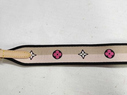 LOUIS VUITTON Signature Strap, Beige/Black/Pink, Signature Canvas, Gold Hardware, 95*4.5*.05cm Strap