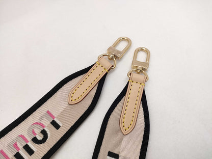 LOUIS VUITTON Signature Strap, Beige/Black/Pink, Signature Canvas, Gold Hardware, 95*4.5*.05cm Strap