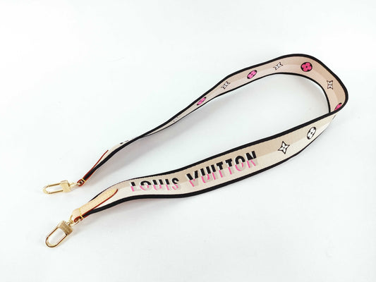 LOUIS VUITTON Louis Vuitton Signature Strap Beige/Black/Pink Signature Canvas Gold Hardware 95*4.5*.05cm Other Accessories