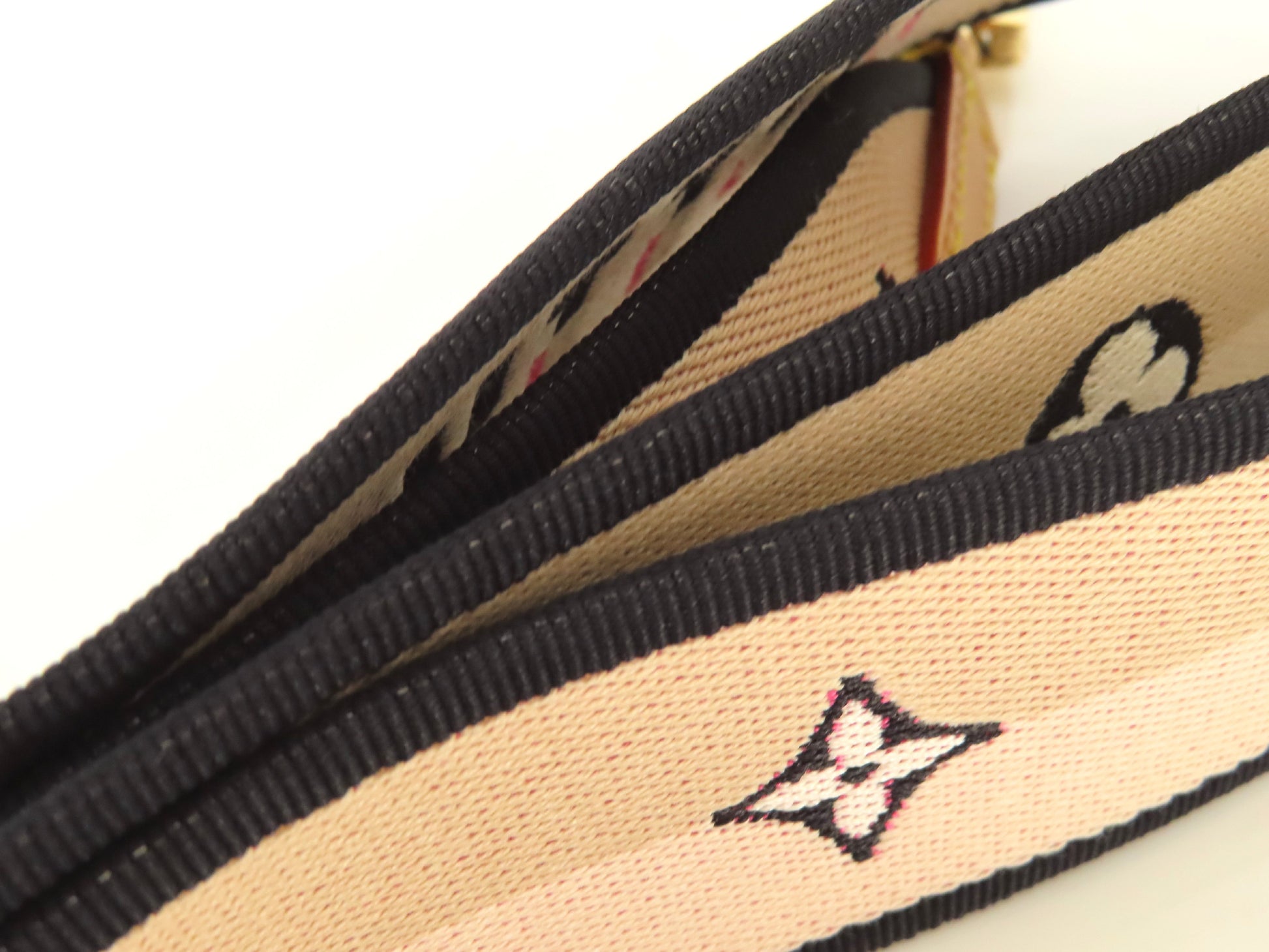 LOUIS VUITTON Signature Strap, Beige/Black/Pink, Signature Canvas, Gold Hardware, 95*4.5*.05cm Strap
