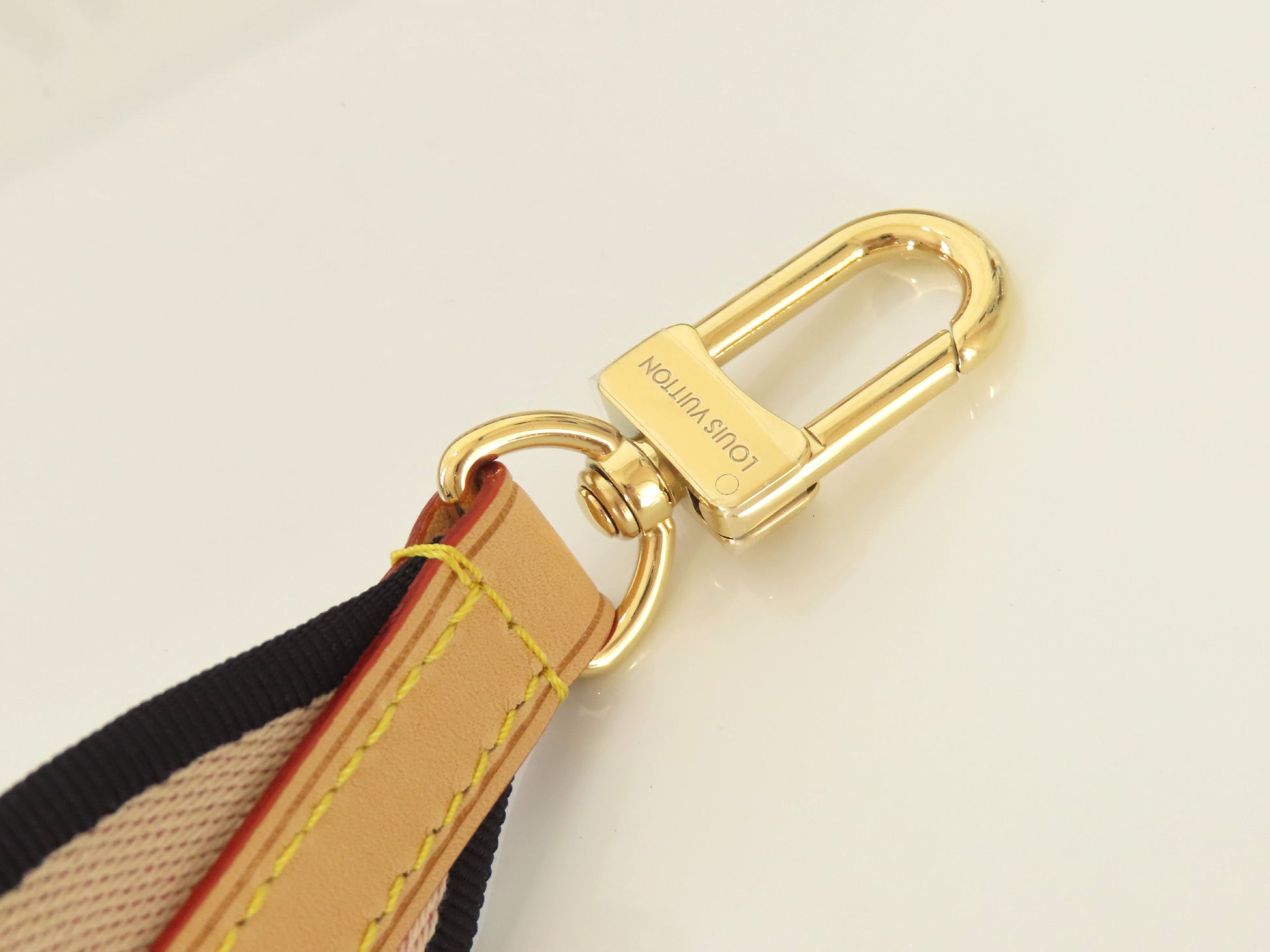 LOUIS VUITTON Signature Strap, Beige/Black/Pink, Signature Canvas, Gold Hardware, 95*4.5*.05cm Strap