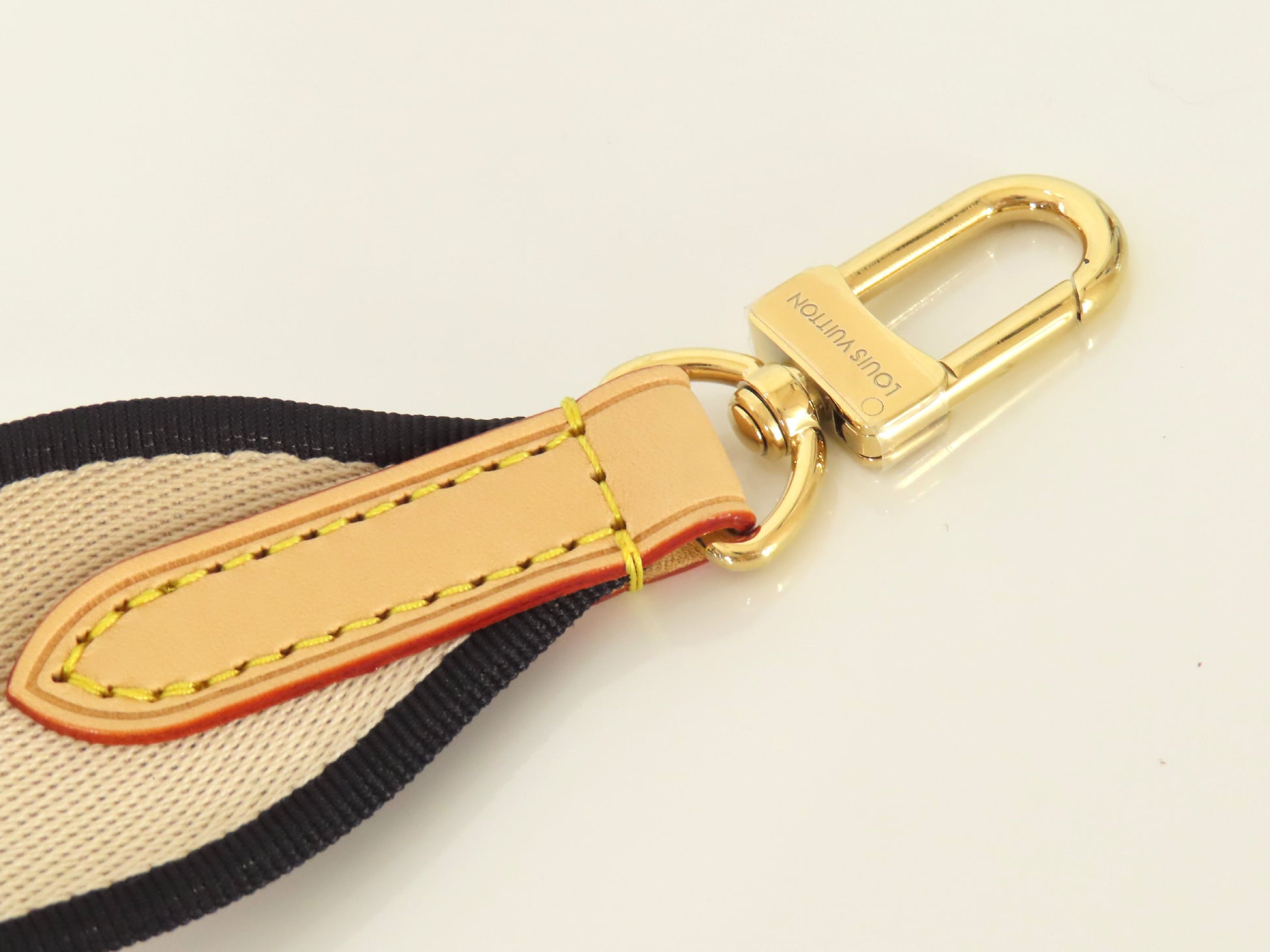 LOUIS VUITTON Signature Strap, Beige/Black/Pink, Signature Canvas, Gold Hardware, 95*4.5*.05cm Strap