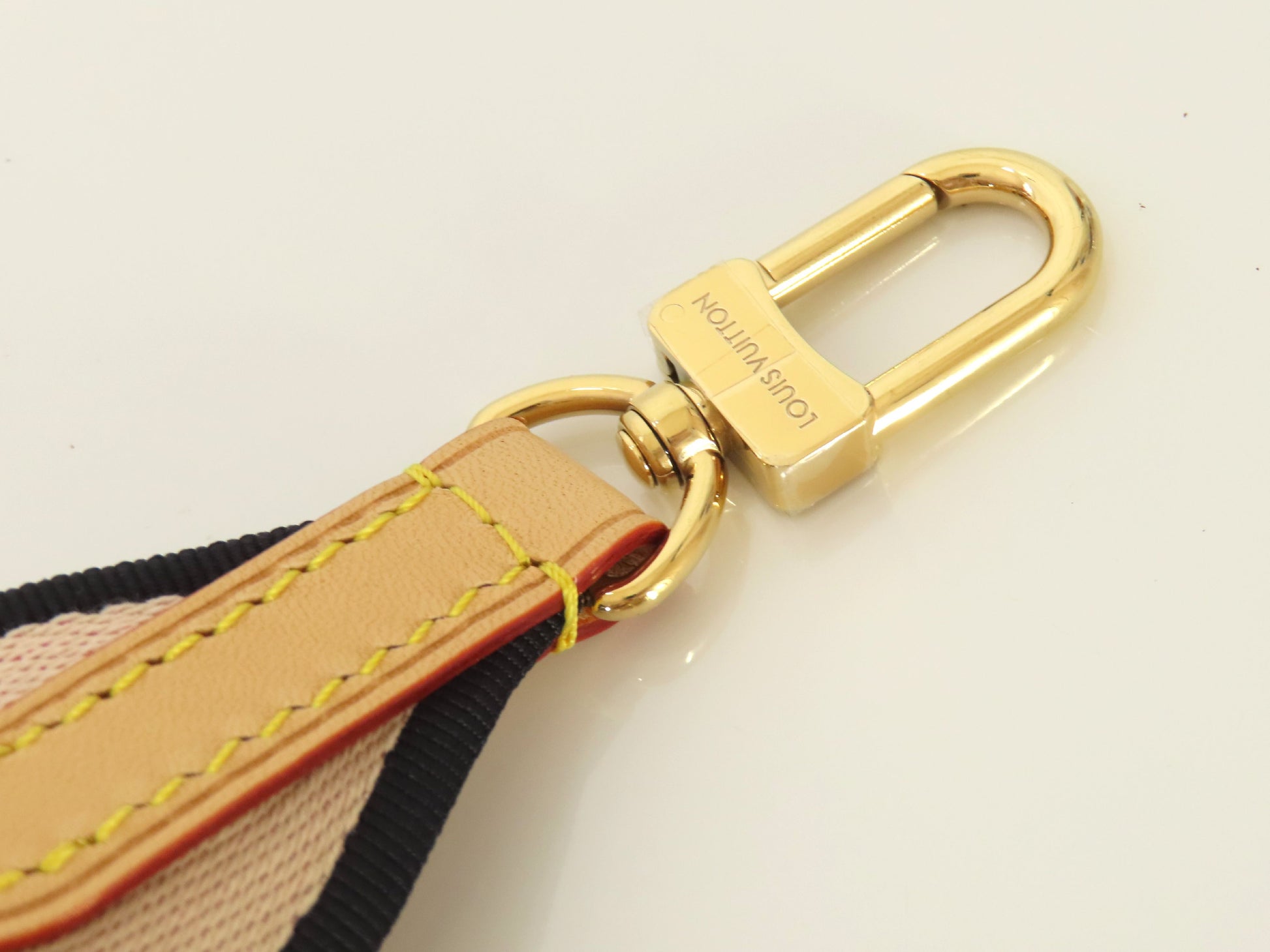 LOUIS VUITTON Signature Strap, Beige/Black/Pink, Signature Canvas, Gold Hardware, 95*4.5*.05cm Strap