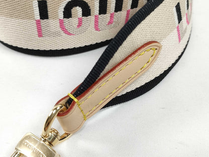 LOUIS VUITTON Signature Strap, Beige/Black/Pink, Signature Canvas, Gold Hardware, 95*4.5*.05cm Strap