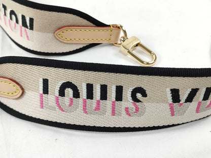 LOUIS VUITTON Signature Strap, Beige/Black/Pink, Signature Canvas, Gold Hardware, 95*4.5*.05cm Strap