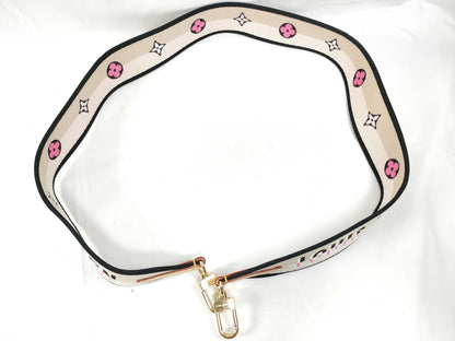 LOUIS VUITTON Signature Strap, Beige/Black/Pink, Signature Canvas, Gold Hardware, 95*4.5*.05cm Strap