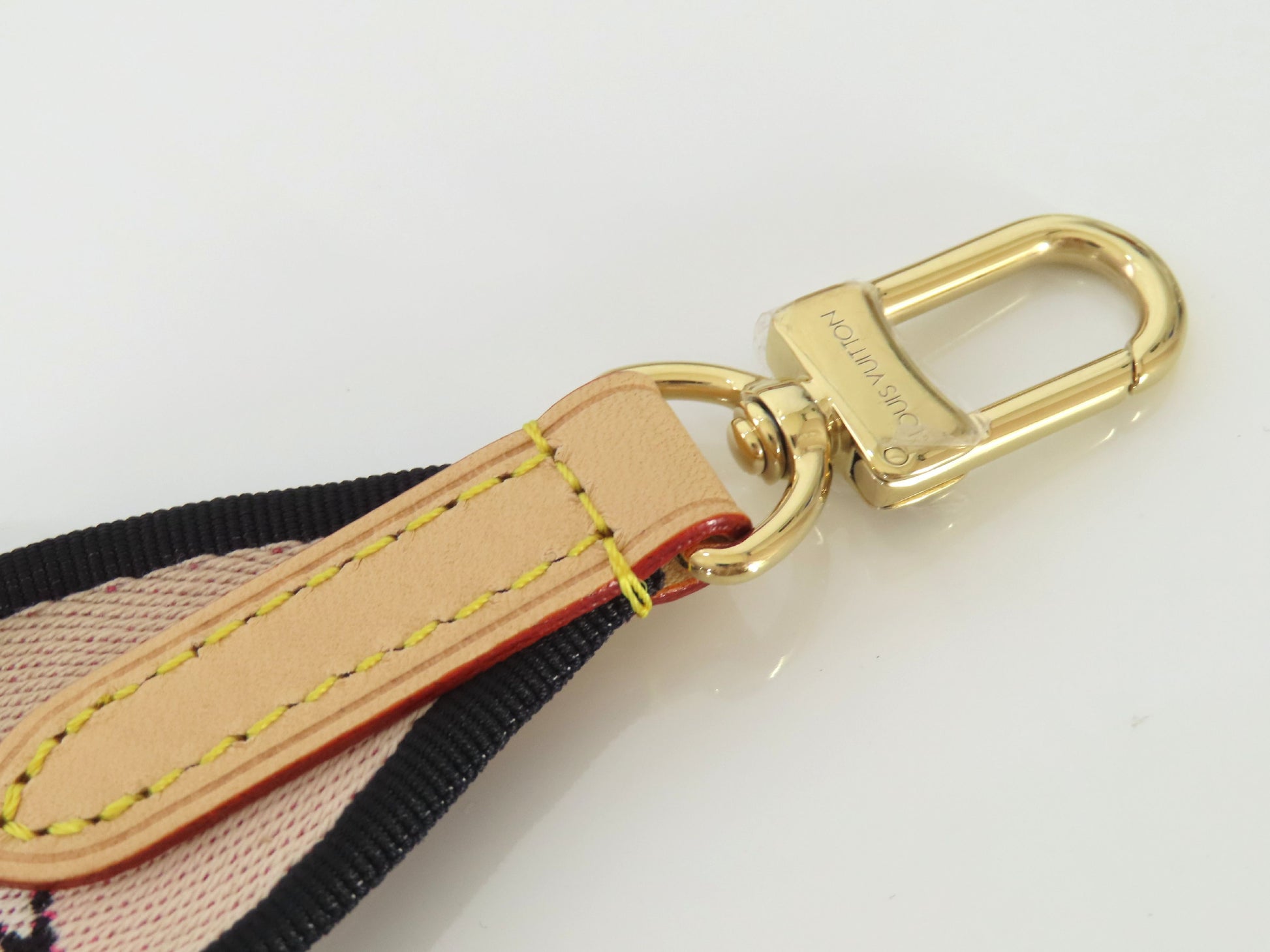 LOUIS VUITTON Signature Strap, Beige/Black/Pink, Signature Canvas, Gold Hardware, 95*4.5*.05cm Strap