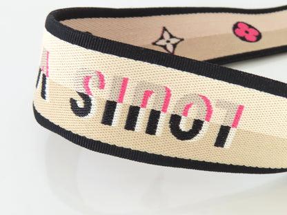 LOUIS VUITTON Signature Strap, Beige/Black/Pink, Signature Canvas, Gold Hardware, 95*4.5*.05cm Strap
