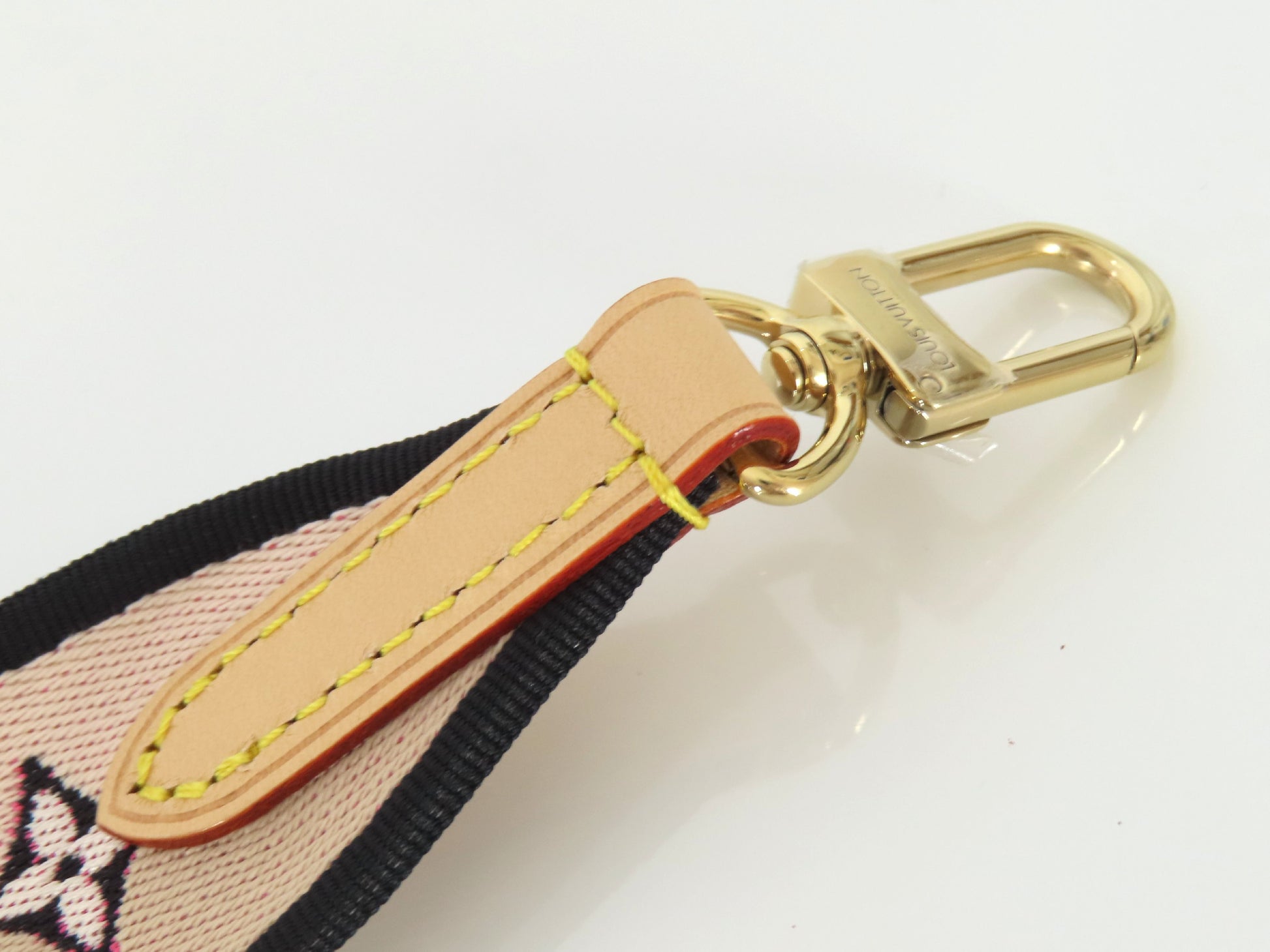 LOUIS VUITTON Signature Strap, Beige/Black/Pink, Signature Canvas, Gold Hardware, 95*4.5*.05cm Strap
