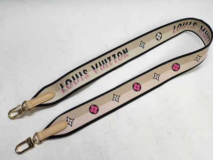 LOUIS VUITTON Signature Strap, Beige/Black/Pink, Signature Canvas, Gold Hardware, 95*4.5*.05cm Strap