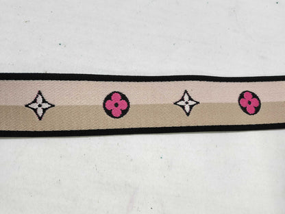 LOUIS VUITTON Signature Strap, Beige/Black/Pink, Signature Canvas, Gold Hardware, 95*4.5*.05cm Strap