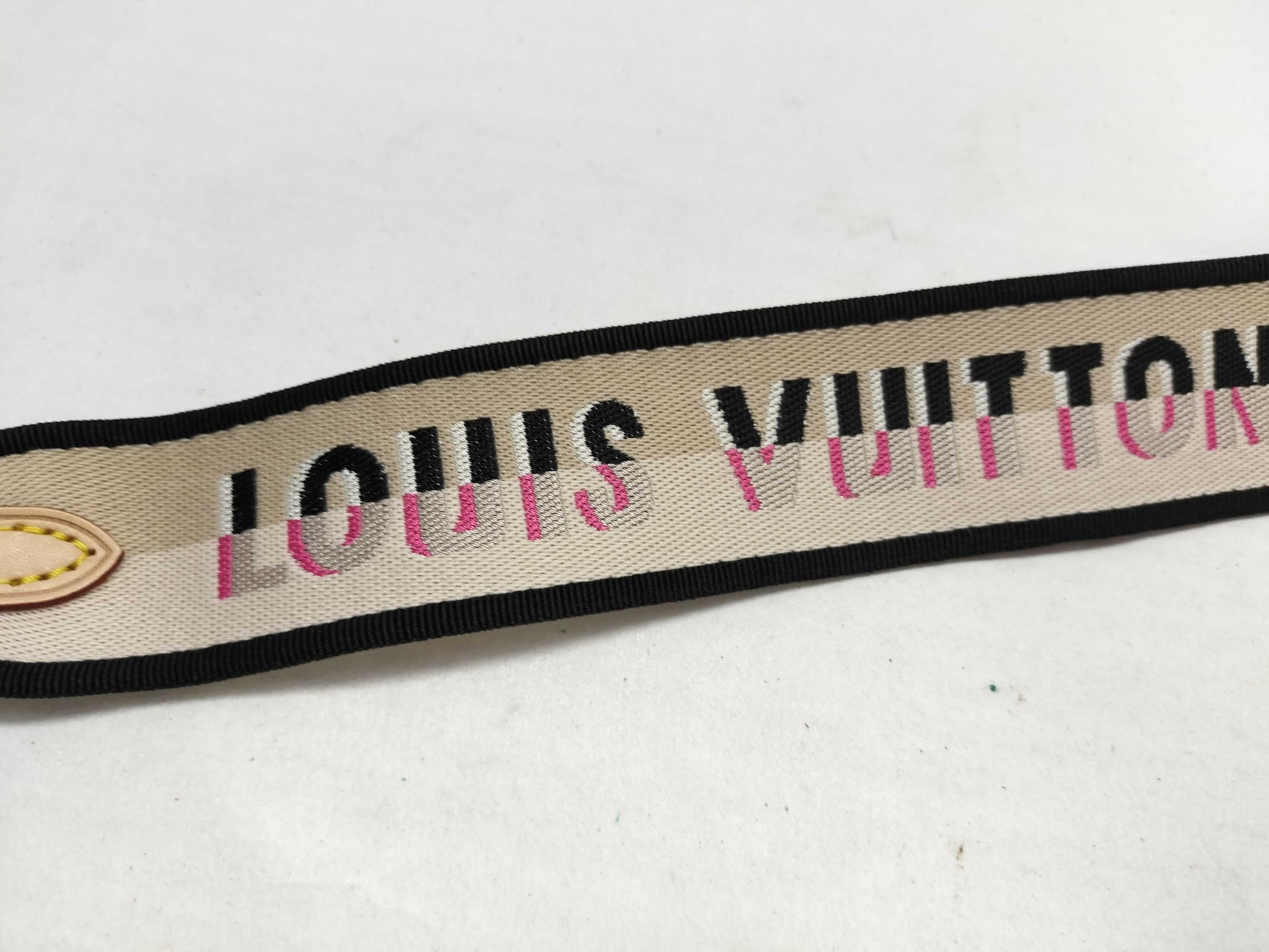 LOUIS VUITTON Signature Strap, Beige/Black/Pink, Signature Canvas, Gold Hardware, 95*4.5*.05cm Strap