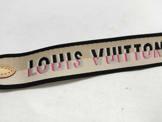 LOUIS VUITTON Signature Strap, Beige/Black/Pink, Signature Canvas, Gold Hardware, 95*4.5*.05cm Strap