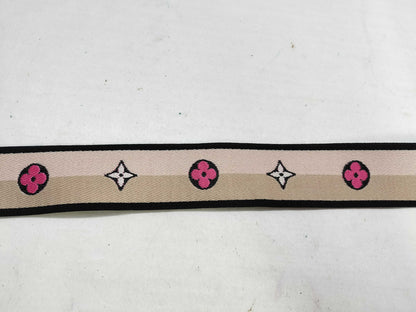 LOUIS VUITTON Signature Strap, Beige/Black/Pink, Signature Canvas, Gold Hardware, 95*4.5*.05cm Strap
