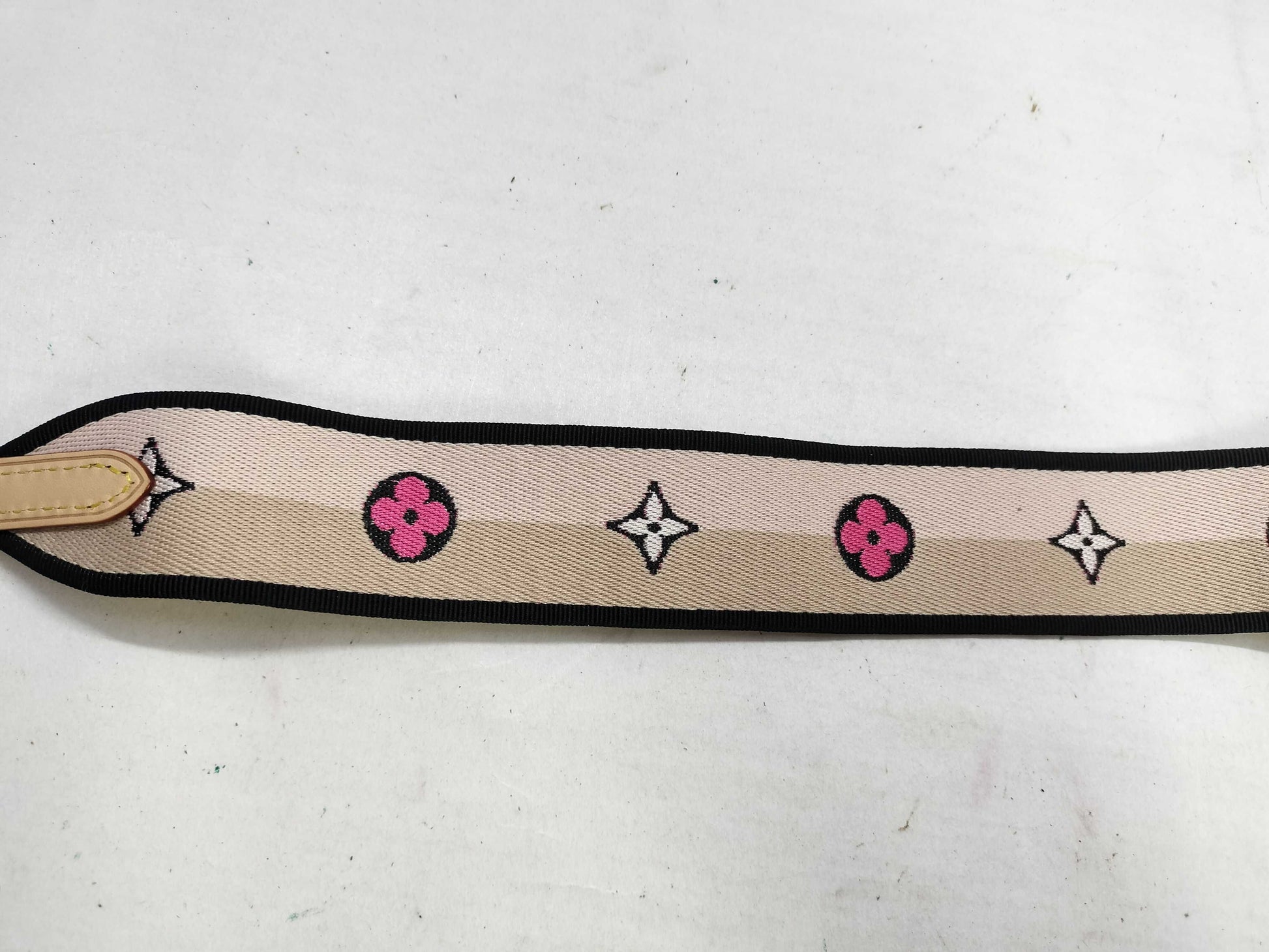 LOUIS VUITTON Signature Strap, Beige/Black/Pink, Signature Canvas, Gold Hardware, 95*4.5*.05cm Strap