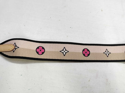 LOUIS VUITTON Signature Strap, Beige/Black/Pink, Signature Canvas, Gold Hardware, 95*4.5*.05cm Strap