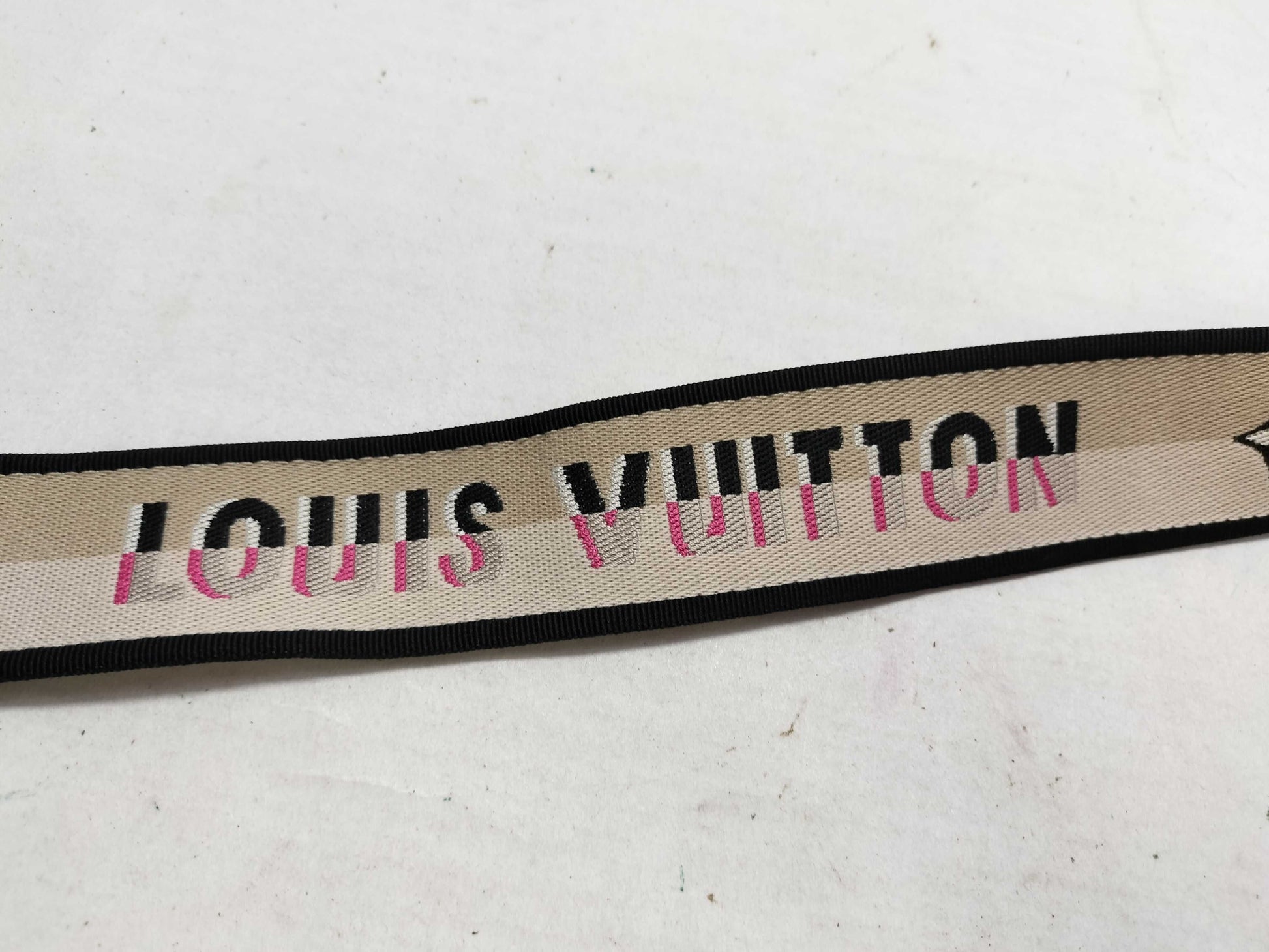 LOUIS VUITTON Signature Strap, Beige/Black/Pink, Signature Canvas, Gold Hardware, 95*4.5*.05cm Strap