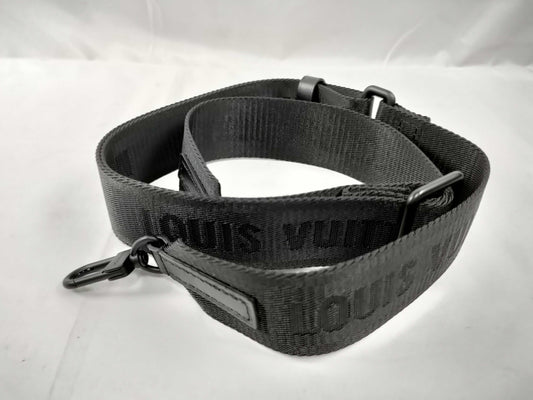 LOUIS VUITTON Louis Vuitton Signature Adjustable Strap, Black with Black Hardware, 95*4.5*0.5cm Strap