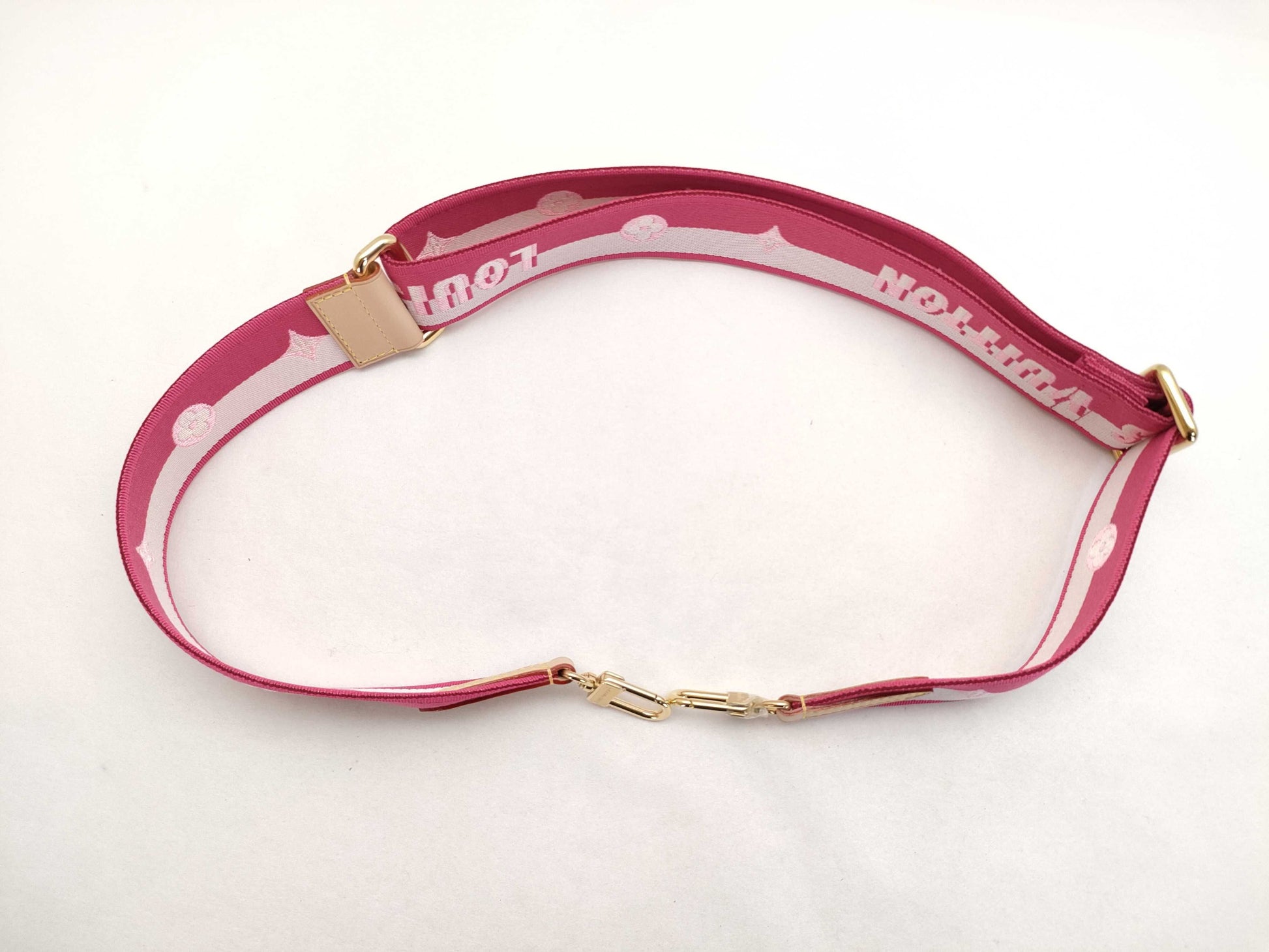 LOUIS VUITTON Louis Vuitton Signature Adjustable Strap, Pink/Beige Canvas, Gold Hardware, 95*4.5*0.5cm Strap