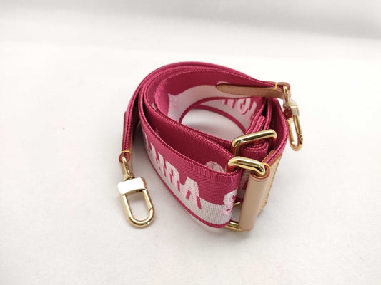 LOUIS VUITTON Louis Vuitton Signature Adjustable Strap, Pink/Beige Canvas, Gold Hardware, 95*4.5*0.5cm Strap