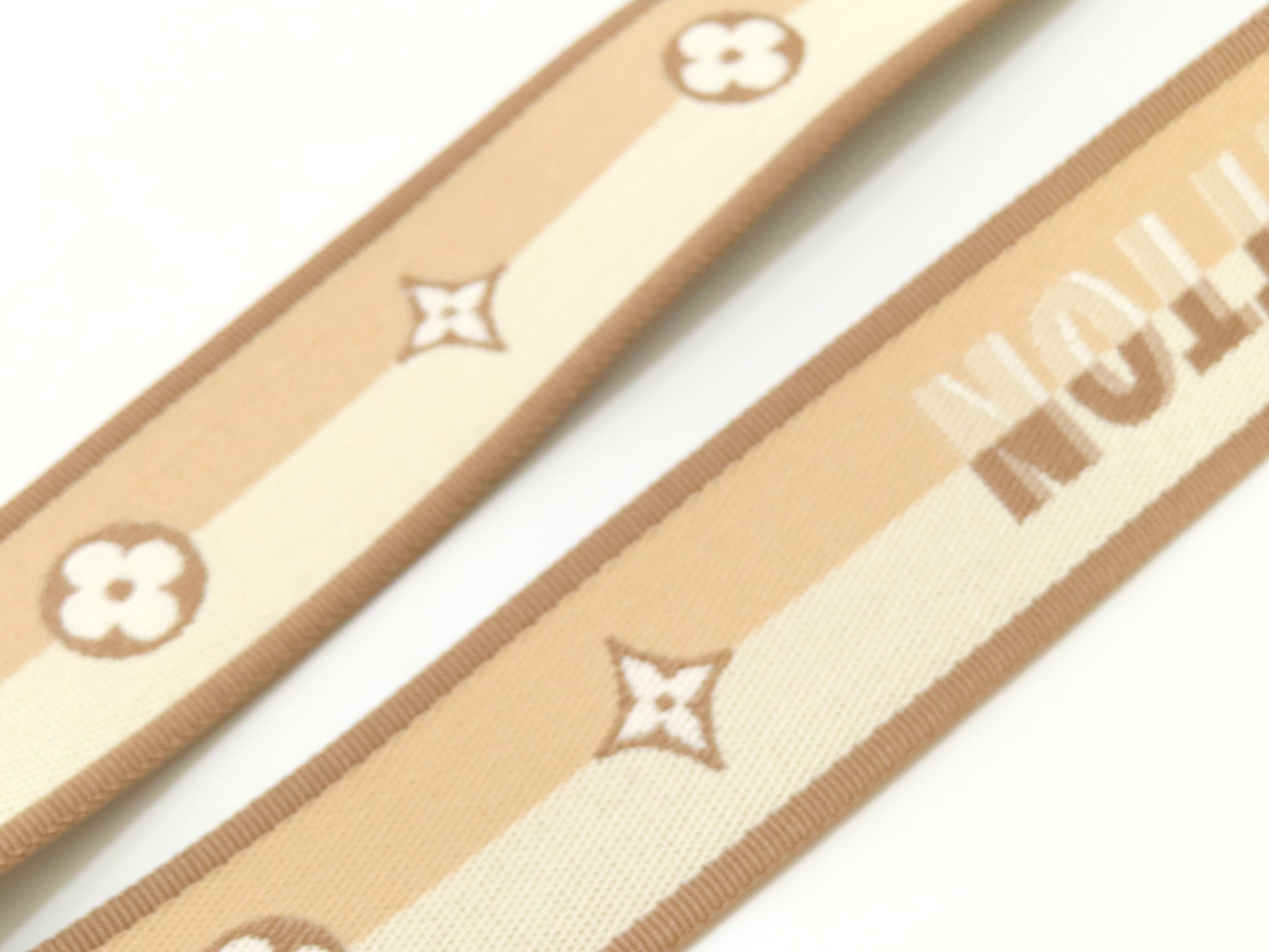 LOUIS VUITTON Signature Strap, Beige/Brown Canvas with Gold Hardware, 95*4.5*.05cm