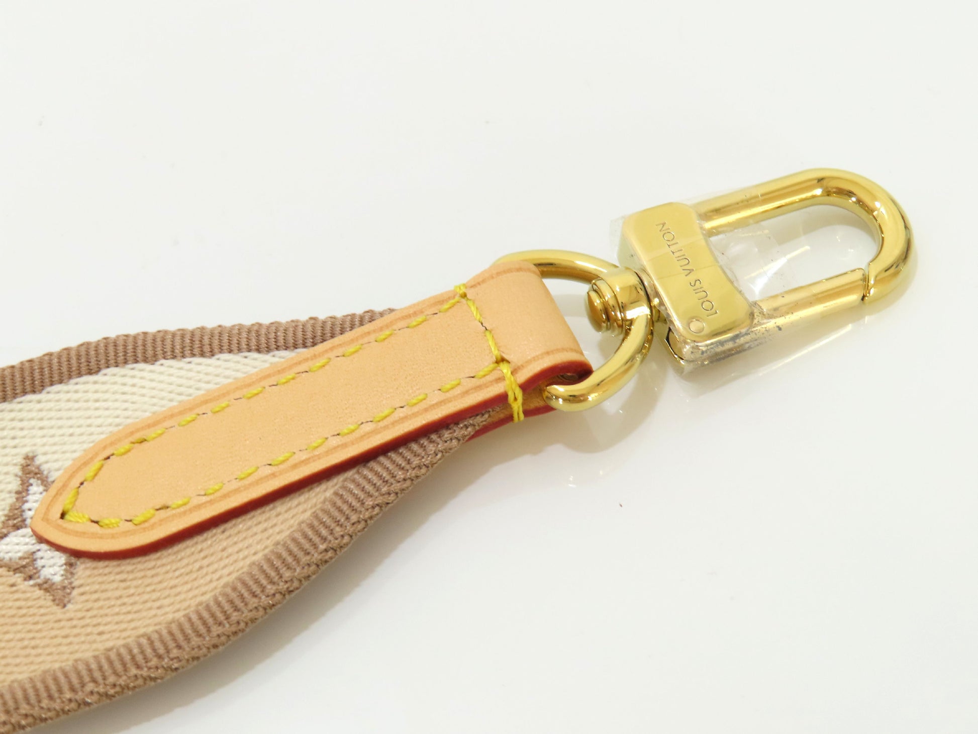 LOUIS VUITTON Signature Strap, Beige/Brown Canvas with Gold Hardware, 95*4.5*.05cm