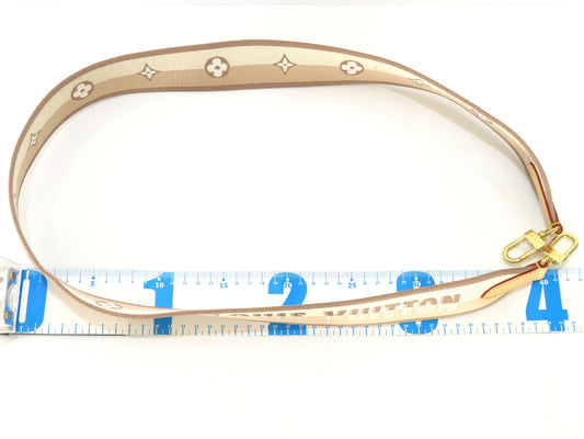 LOUIS VUITTON Signature Strap, Beige/Brown Canvas with Gold Hardware, 95*4.5*.05cm