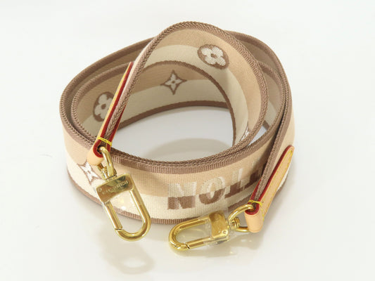 LOUIS VUITTON Signature Strap, Beige/Brown Canvas with Gold Hardware, 95*4.5*.05cm