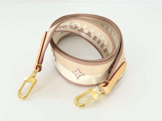 LOUIS VUITTON Signature Strap, Beige/Brown Canvas with Gold Hardware, 95*4.5*.05cm
