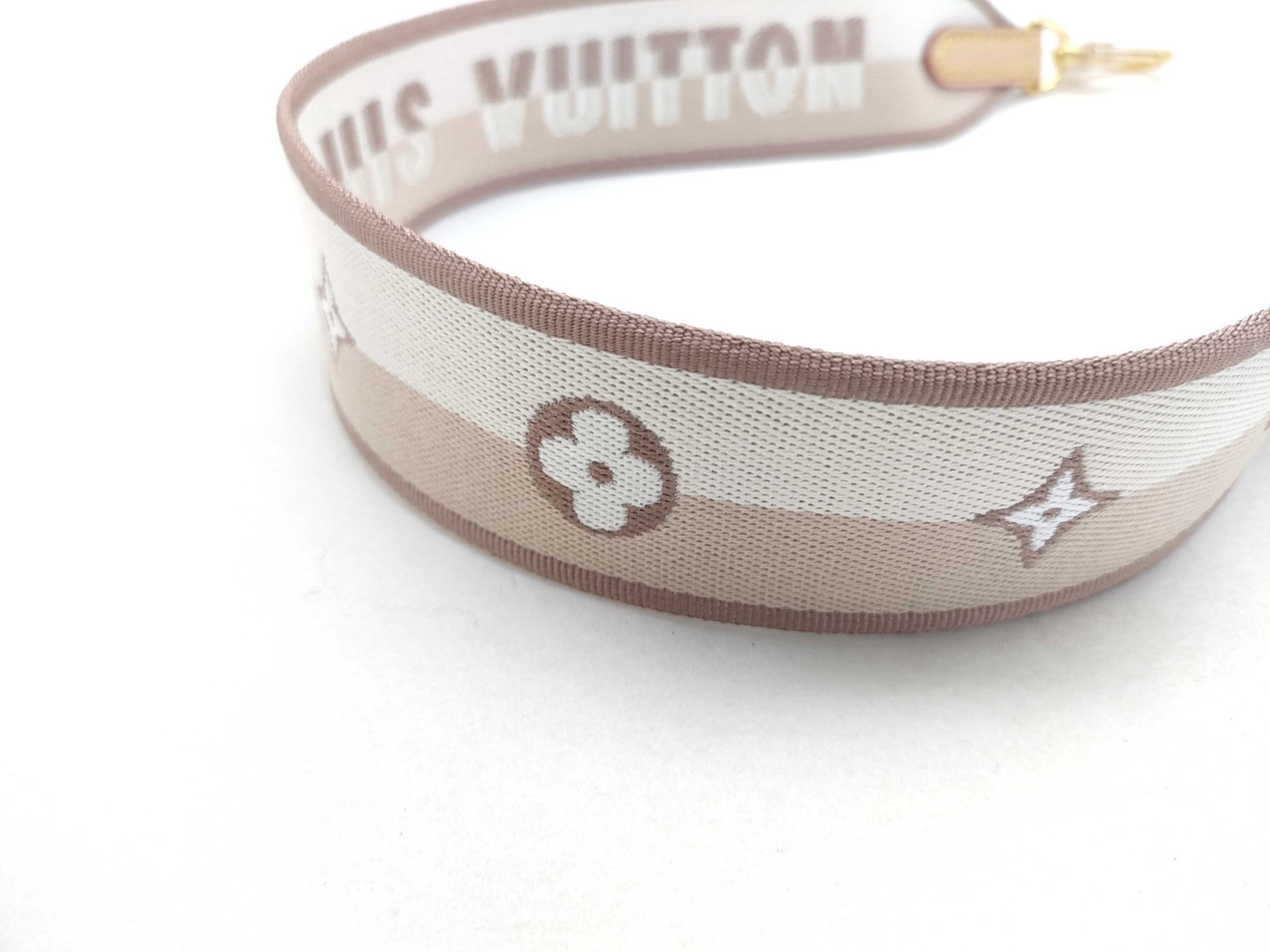 LOUIS VUITTON Signature Strap, Beige/Brown Canvas with Gold Hardware, 95*4.5*.05cm