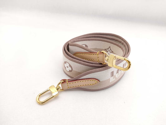 LOUIS VUITTON Signature Strap, Beige/Brown Canvas with Gold Hardware, 95*4.5*.05cm
