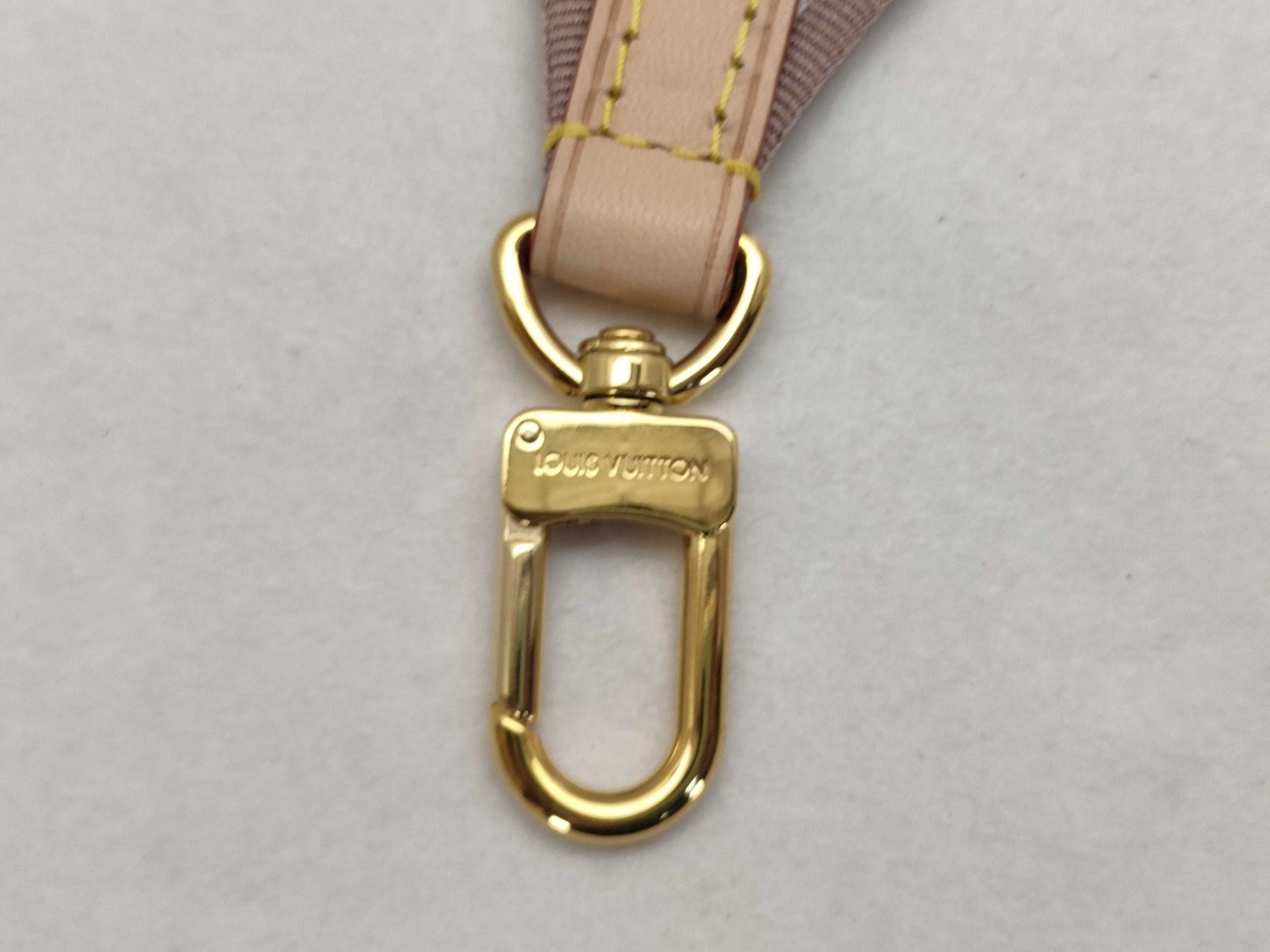 LOUIS VUITTON Signature Strap, Beige/Brown Canvas with Gold Hardware, 95*4.5*.05cm