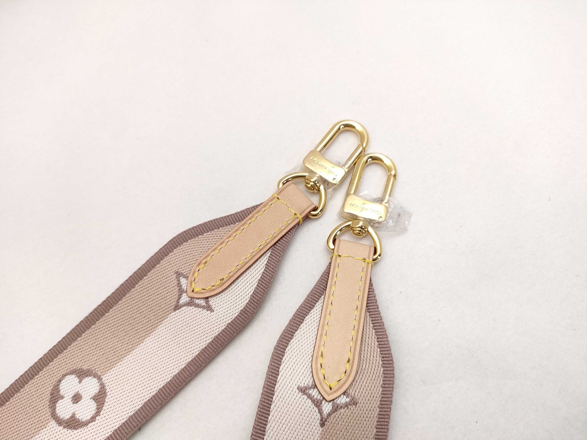 LOUIS VUITTON Signature Strap, Beige/Brown Canvas with Gold Hardware, 95*4.5*.05cm Strap