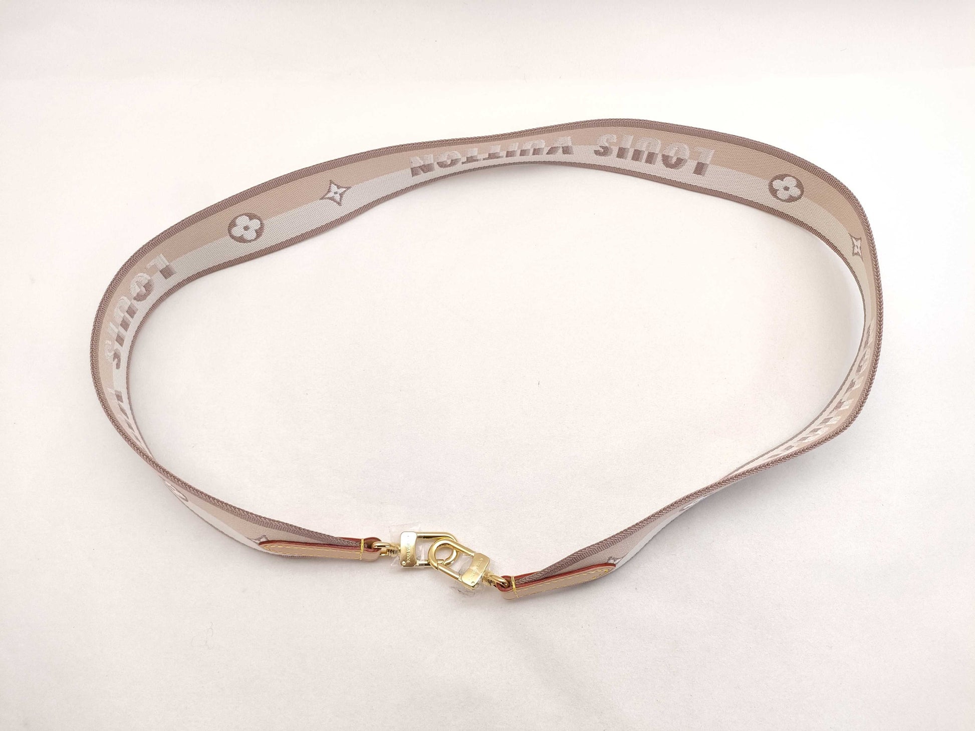 LOUIS VUITTON Signature Strap, Beige/Brown Canvas with Gold Hardware, 95*4.5*.05cm Strap