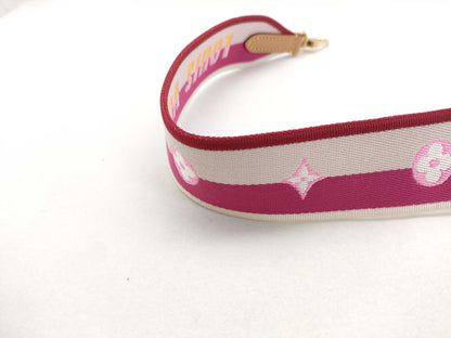 LOUIS VUITTON Signature Strap, Pink/Beige Canvas with Gold Hardware, 95*4.5*.05cm
