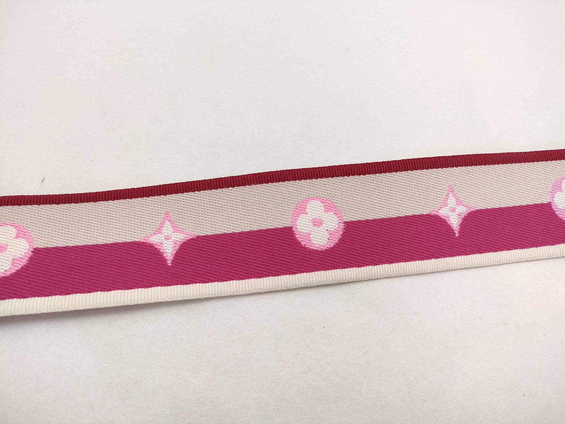 LOUIS VUITTON Signature Strap, Pink/Beige Canvas with Gold Hardware, 95*4.5*.05cm