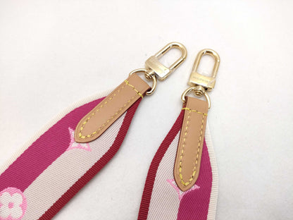 LOUIS VUITTON Signature Strap, Pink/Beige Canvas with Gold Hardware, 95*4.5*.05cm