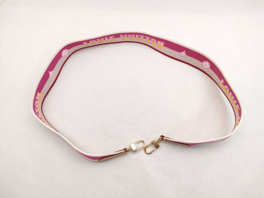 LOUIS VUITTON Signature Strap, Pink/Beige Canvas with Gold Hardware, 95*4.5*.05cm
