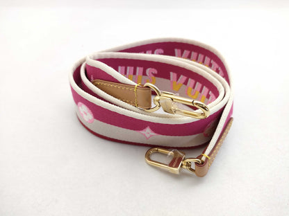 LOUIS VUITTON Signature Strap, Pink/Beige Canvas with Gold Hardware, 95*4.5*.05cm