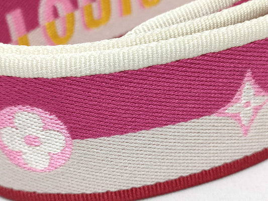 LOUIS VUITTON RFID Unverifiable Serial Number Unverifiable Louis Vuitton Signature Strap Pink/Beige Canvas Gold Hardware 95*4.5*.05cm Strap